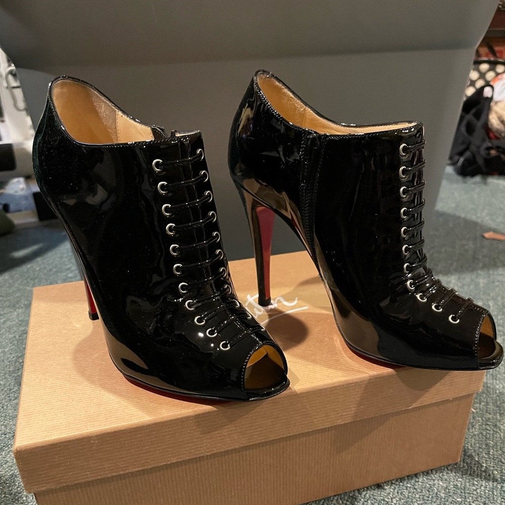 Christian louboutin booties. With box and extra heel